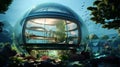 Underwater Bio-Dome: A self-sustaining underwater bio-dome housing an entire ecosystem of exotic marine life - generative ai