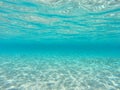 Underwater blue ocean background with sandy sea bottom