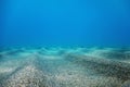 Underwater Blue Ocean, Sandy sea bottom Underwater background Royalty Free Stock Photo