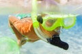 Underwater boy snorkeling Royalty Free Stock Photo