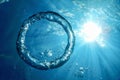 Underwater Bubble Ring Ascends towards the Sun