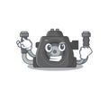 Underwater camera cartoon character style with happy face