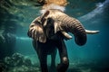 Underwater capture of an elephant swimming, wildlife animal, animal documentary, Generated AI Royalty Free Stock Photo