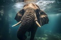 Underwater capture of an elephant swimming, wildlife animal, Generated AI Royalty Free Stock Photo