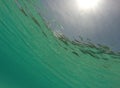 Underwater Caribbean sea on St John, USVI with sunburst