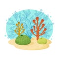 Underwater cartoon illustration with corals Royalty Free Stock Photo