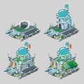 Underwater castle, construction process in 4 icons Royalty Free Stock Photo