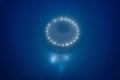 Underwater circular structure with glowing lights. Royalty Free Stock Photo