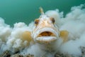 Underwater Close Up of a Curious Fish Amongst Coral Reef with Whitish Sediment in a Tropical Sea