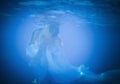 Underwater close up portrait of a woman