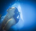 Underwater close up portrait of a woman