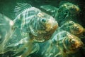 Underwater Close up View of Vibrant Fish Swimming in Natural Habitat with Sunlight Reflection
