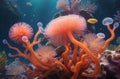 Underwater Coral Flowers: Captivating Abstract Background of Coralline Anemone and Corals.