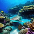 Underwater Coral reef and Animals of the underwater sea Colorful tropical Life in coral