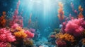 An underwater coral reef can be found in the sea or ocean Royalty Free Stock Photo