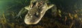 underwater crocodile, AI generated Royalty Free Stock Photo