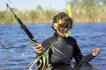 Underwater diving girl