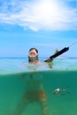 Underwater diving girl