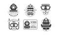 Underwater Diving Retro Logo Templates Set, Deep Water Sport Club Monochrome Badges Vector Illustration Royalty Free Stock Photo