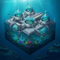 Underwater dome structure in a digital artwork features a Royalty Free Stock Photo