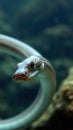 Underwater eel gracefully coiling among rocks in an aquatic environment Royalty Free Stock Photo