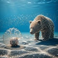 Underwater Encounter: Bear and Seashell Royalty Free Stock Photo