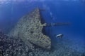 Underwater Exploration of a Sunken Shipwreck in the Red Sea Royalty Free Stock Photo
