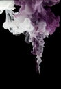 ÃÂ¡olor Ink purple and white drop in water. Abstract background black isolated. Royalty Free Stock Photo