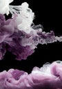 ÃÂ¡olor Ink purple and white drop in water. Abstract background black isolated. Royalty Free Stock Photo