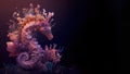Underwater Fantasy, Seahorse-shaped Sea Corals, Spirals, and Space Elements with Generative AI