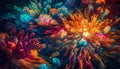 Underwater fantasy vibrant fish in abstract motion generative AI