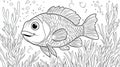Fish Coloring Page Underwater Ocean Animals Line Art Royalty Free Stock Photo