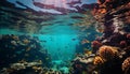 Underwater fish reef, nature blue deep coral tropical climate generated by AI