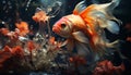 Underwater fish swimming in vibrant, multi colored aquatic beauty generated by AI Royalty Free Stock Photo