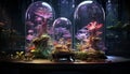 Underwater fish tank decoration colorful aquatic plants, cute goldfish generated by AI Royalty Free Stock Photo