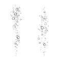 Underwater fizzing air bubbles stream on white background. Royalty Free Stock Photo