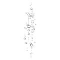 Underwater fizzing air bubbles stream on white background. Royalty Free Stock Photo