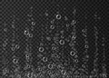 Underwater fizzing air bubbles on transparent background. Royalty Free Stock Photo