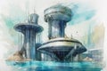 Underwater futuristic colony. Generate ai