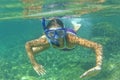 Underwater girl snorkeling Royalty Free Stock Photo