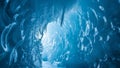 Underwater Ice Cave Scene with Blue Ice Formations and Light Reflections Royalty Free Stock Photo