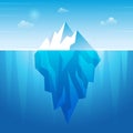 Underwater iceberg. Flowing ice rock in ocean water frozen mountain recent vector background Royalty Free Stock Photo