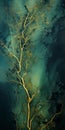 Aerial View Of Underwater Tree With Gold Lines: Cosmic Abstractions And Ethereal Photograms