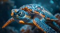 Underwater image of a swimming sea turtle Royalty Free Stock Photo