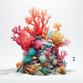 Colorful Coral Reef Isolated With Transparency - Daniel Arsham Style