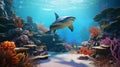 Eerily Realistic Shark Video Game With Vibrant Landscapes Royalty Free Stock Photo