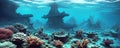An underwater kingdom with coral reefs and ancient shipwrecks. AI Generated