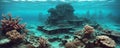 An underwater kingdom with coral reefs . AI Generated