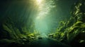 underwater landscape and backdrop with algae in sunlight Royalty Free Stock Photo