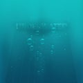 Underwater landscape with bubbles